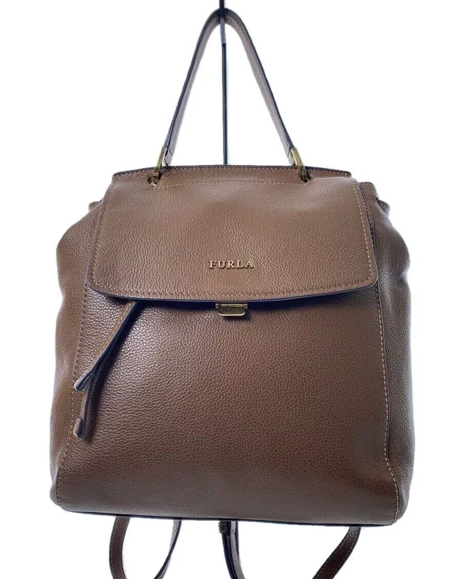 FURLA Backpack Brown Leather Women Rucksack