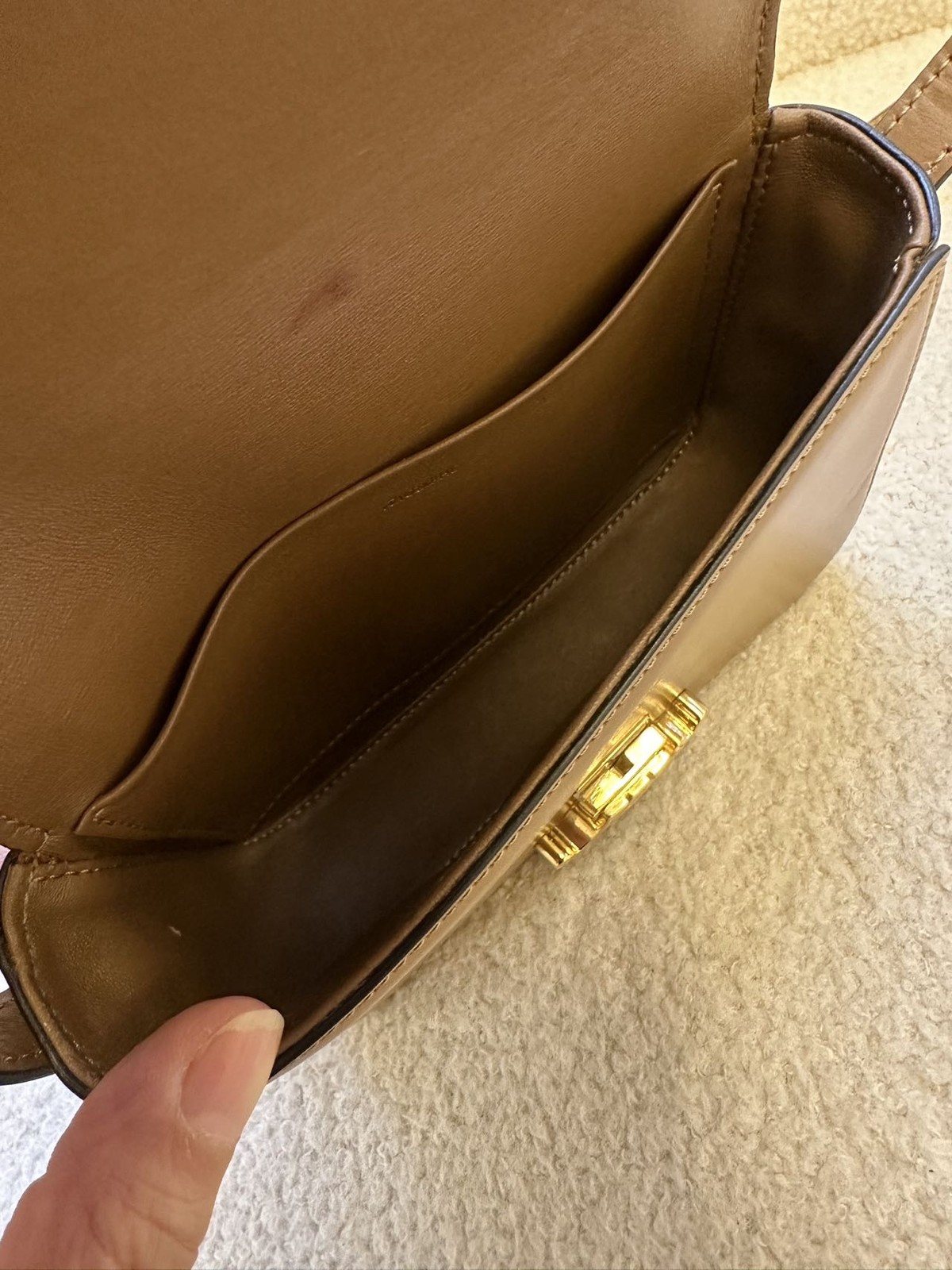 Celine Triomphe Teen Caramel Cowhide Leather Crossbody Shoulder Bag Duty Paid