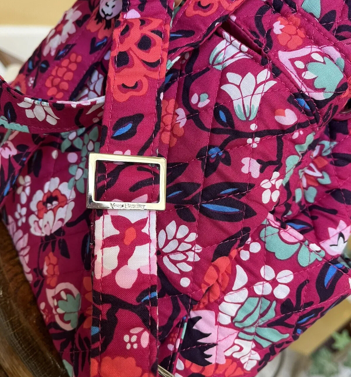 Vera Bradley Fashion Backpack in Bloom Berry Silver Toned Hardware $125 NWT