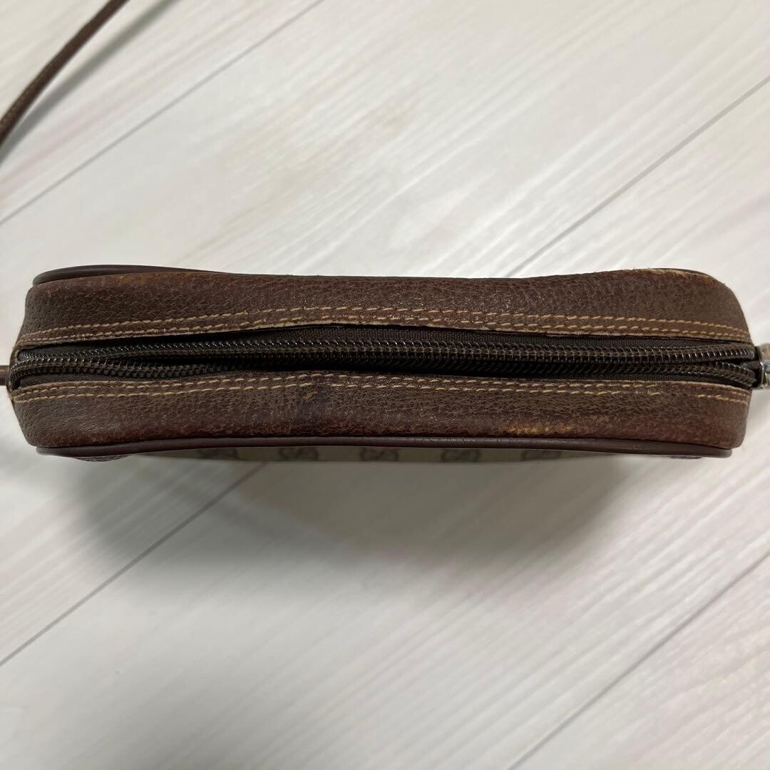 Gucci Vintage GG Plus Web Stripe Small Brown Shoulder Bag Made in Italy