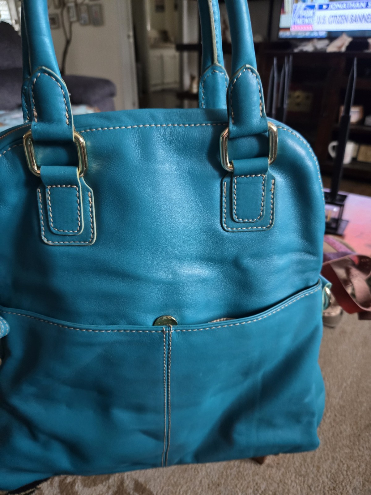 4 Leaf Clover Teal Soft Leather Hand Bag
