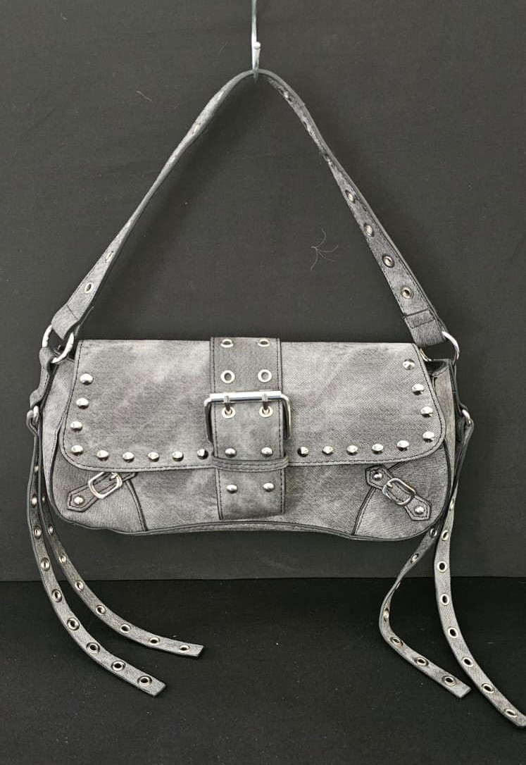 Studded Shoulder bag in Gray and Silver – [B-8]