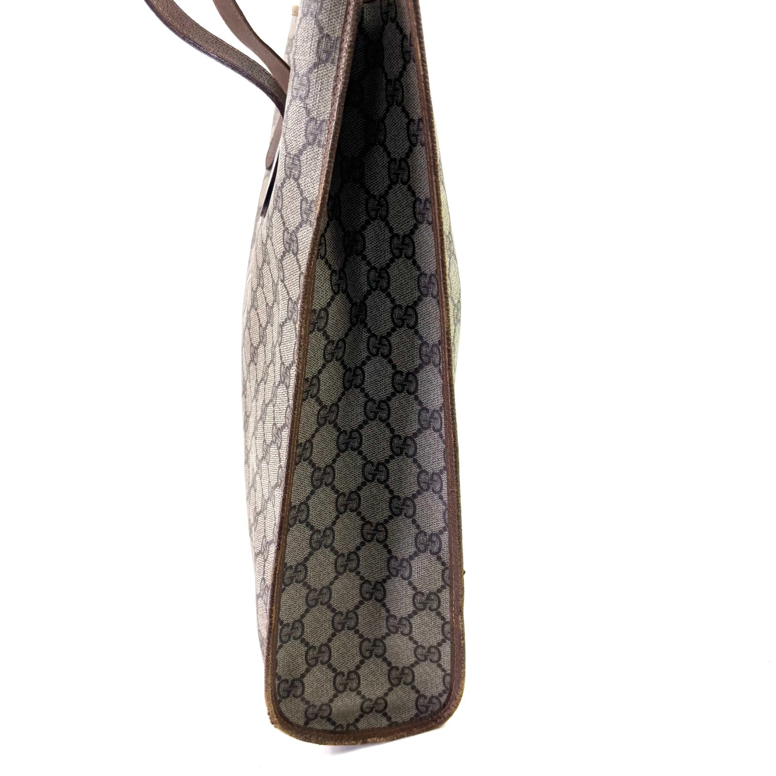 Gucci GG Shoulder Tote Bag Supreme Brown Canvas Leather Authentic