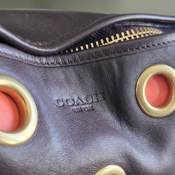 Coach 21181 Legacy Grommet Duffle Brown Orange Leather Bag Y2K