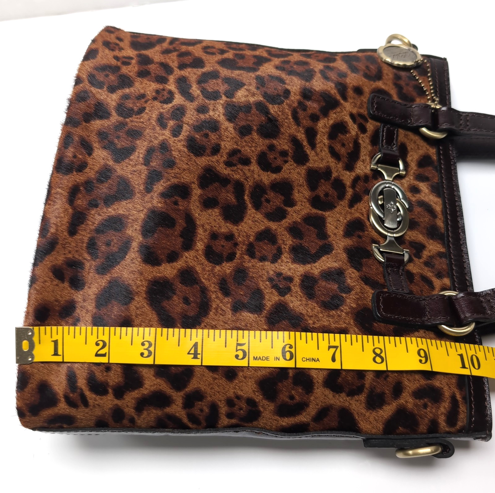 NEW Patricia Nash Lundy Convertible Crossbody Tote Bag Leopard Calf Hair NWOT