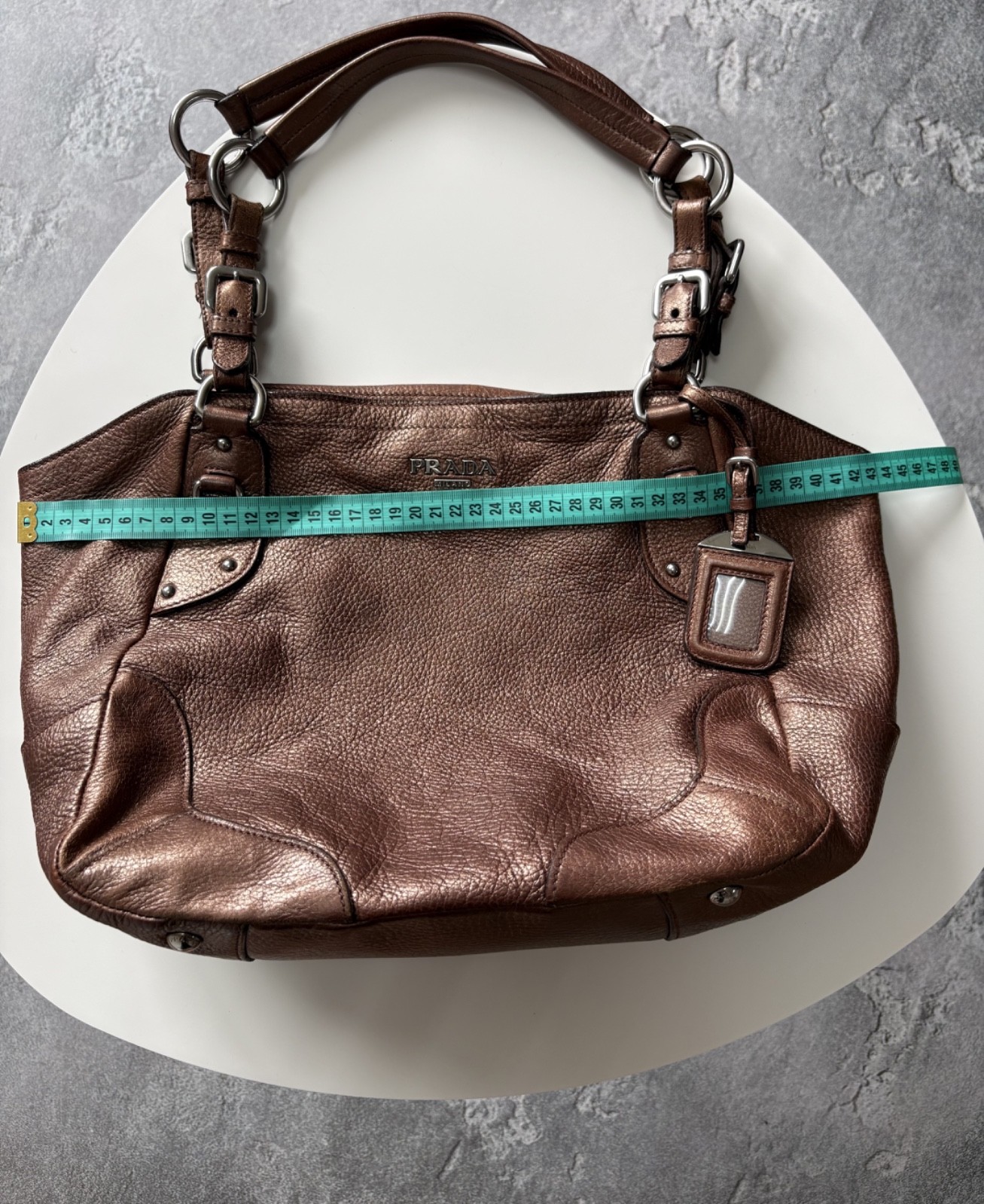 Vintage PRADA Vitello Daino Leather Naplak Bronze Handbag Shoulder Bag Used
