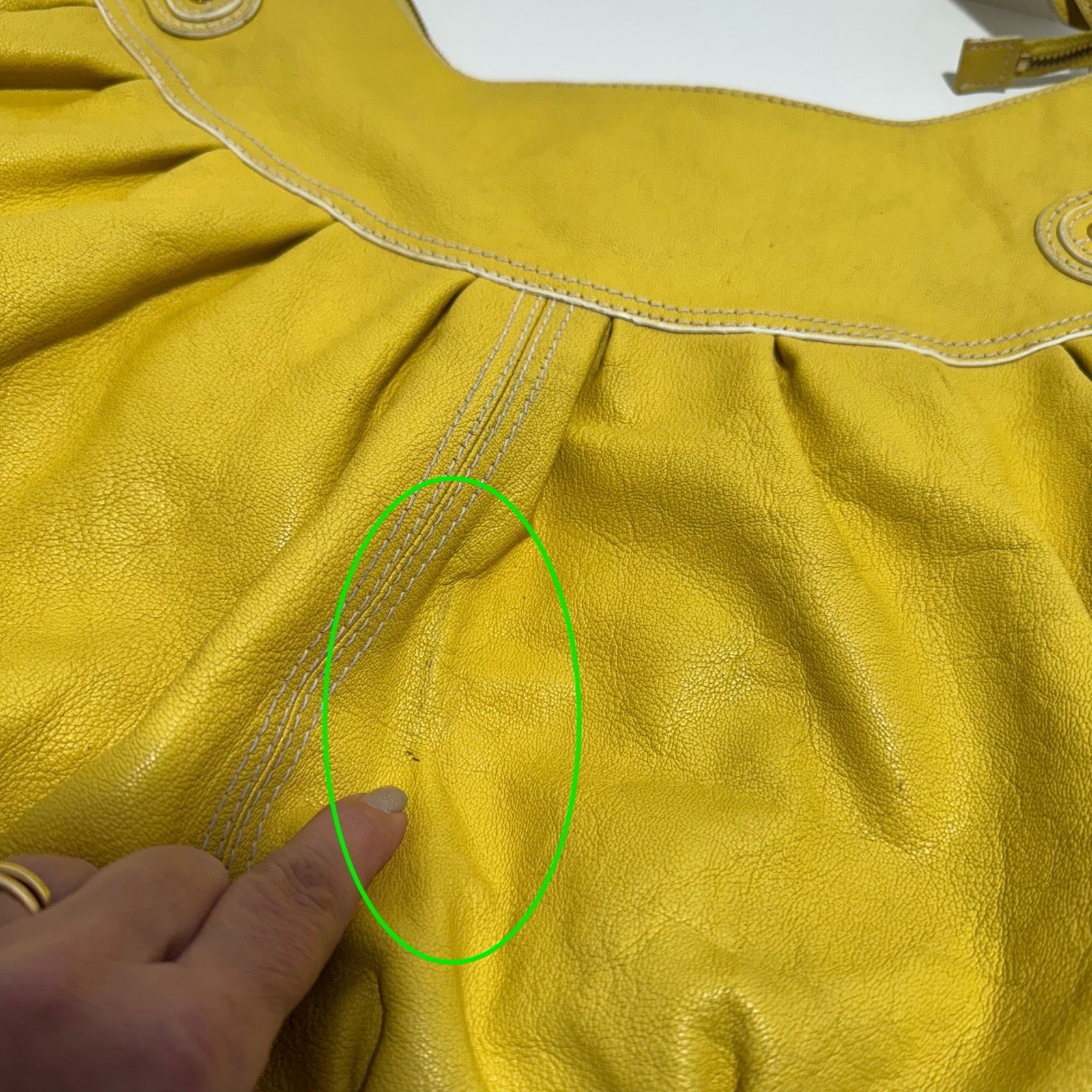 Via Spiga Large Hobo Leather Shoulder Bag Canary Yellow Single Handle