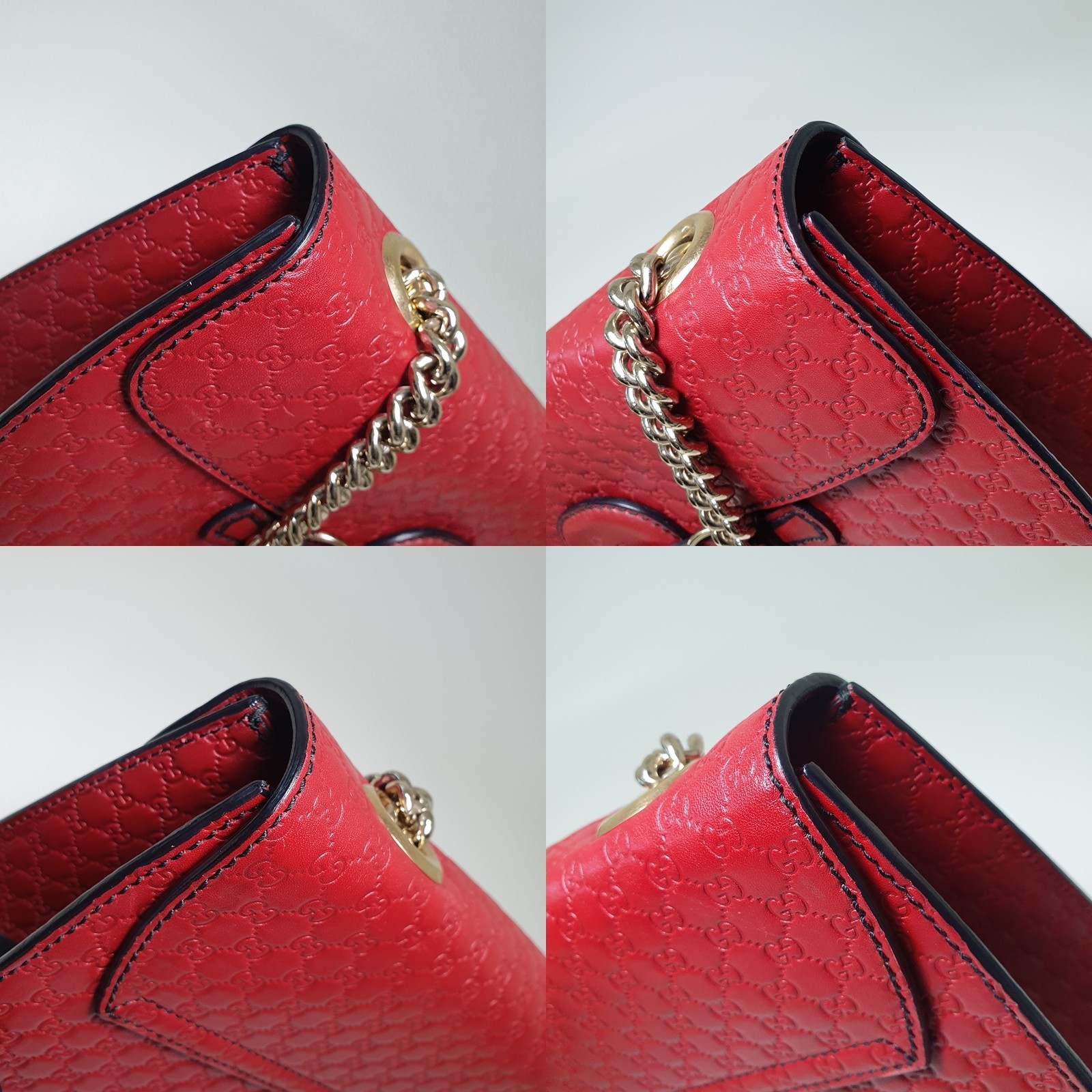 NO TARIFF GUCCI Emily Micro Issima Chain Shoulder Booklet Leather Swatch CGA037