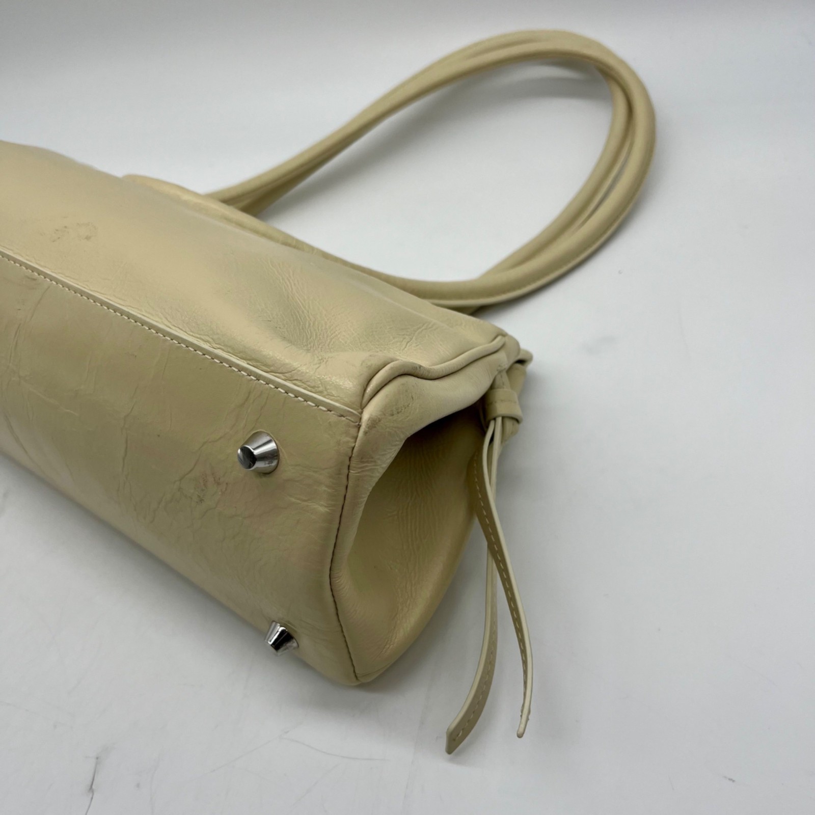 Staud Maude Beige Leather Shoulder Bag