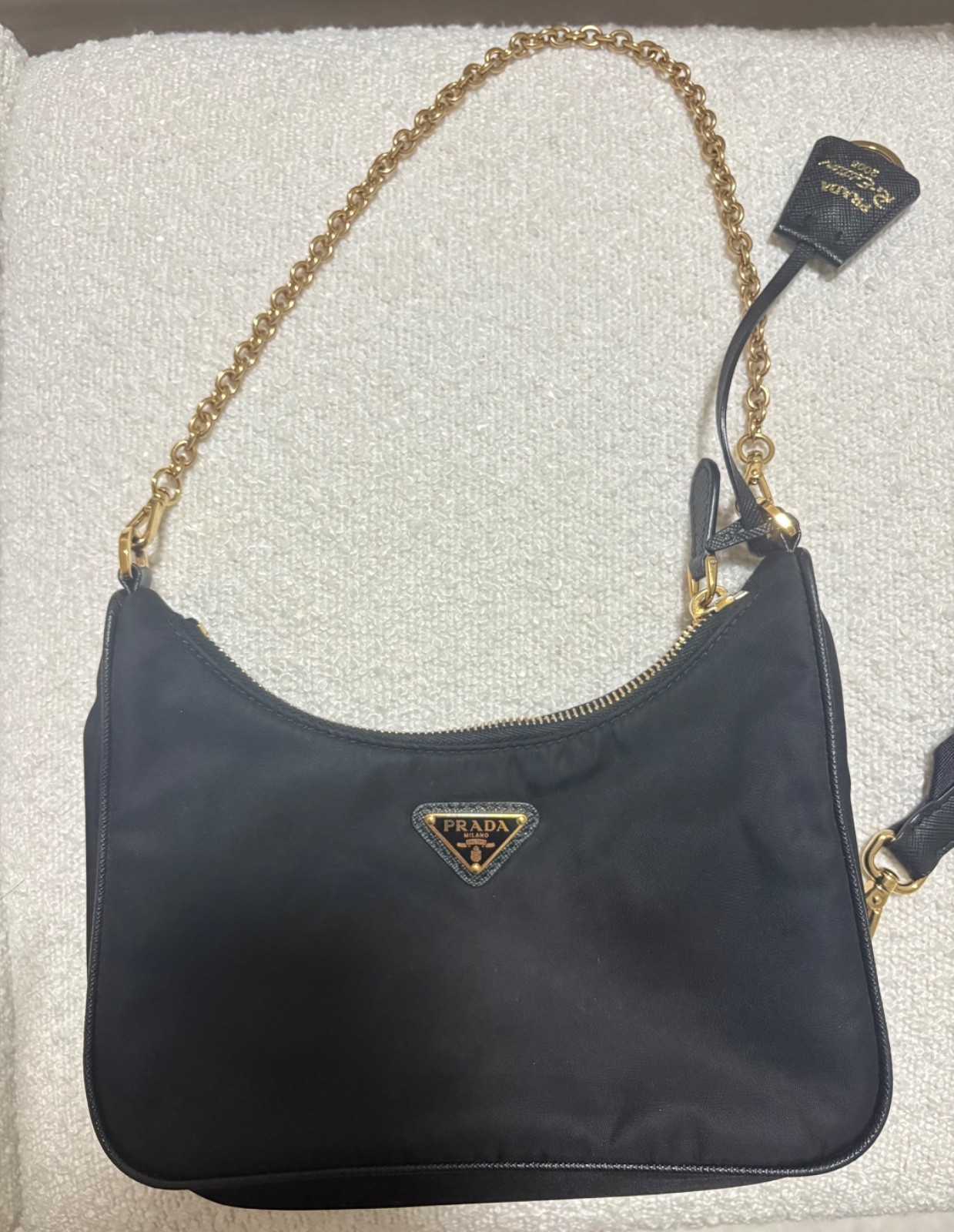 PRADA Re-Edition 2005 Crossbody Small Black Nylon with Gold Hardware