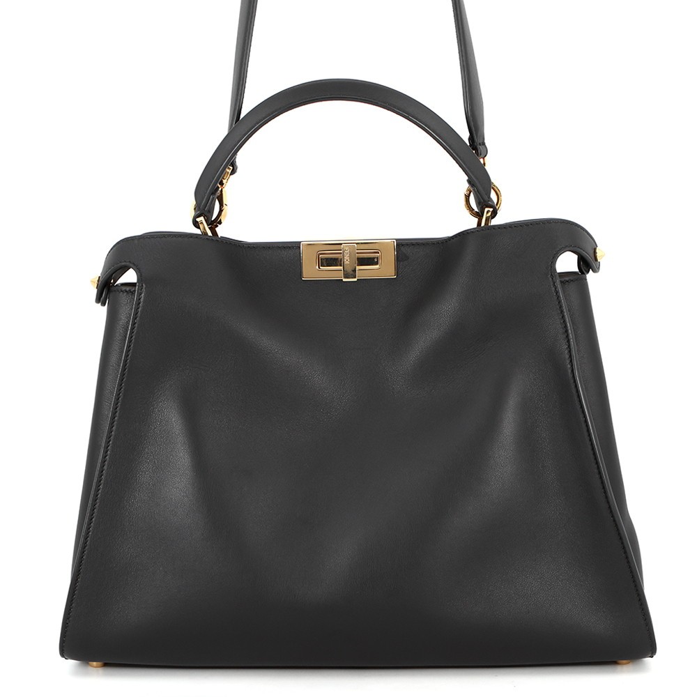 FENDI Peekaboo Essentially 2WAY Bag Leather Black 8BN300