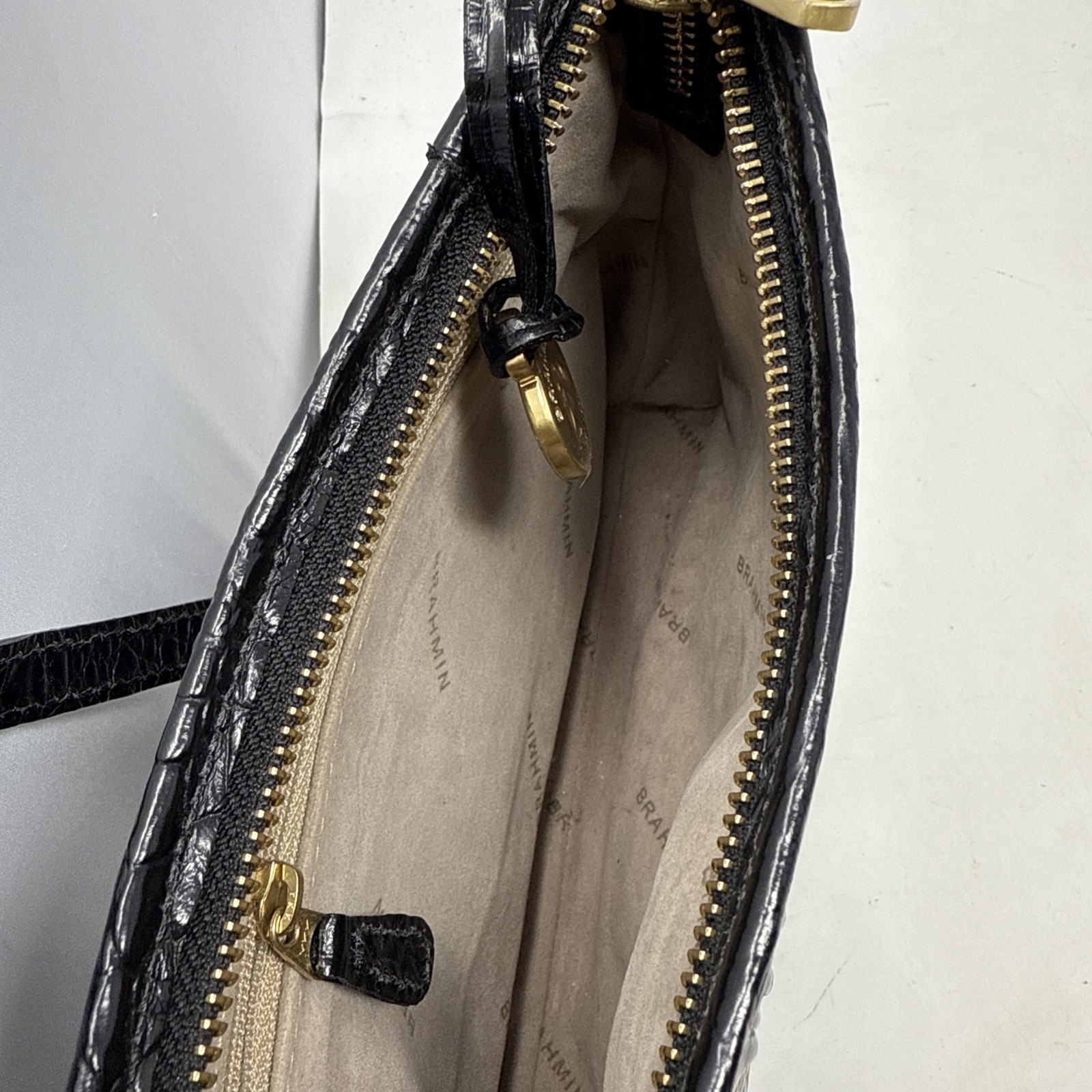 Brahmin Mini Anytime Small Shoulder Bag Black Croc Leather Melbourne