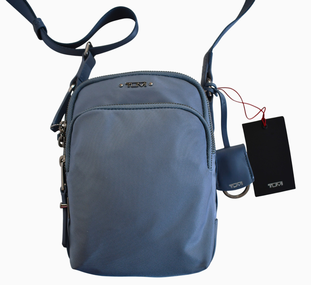 NEW TUMI RAMA Cornflower Blue Nylon Small Crossbody Bag 7.75″x 5.5″x 2″