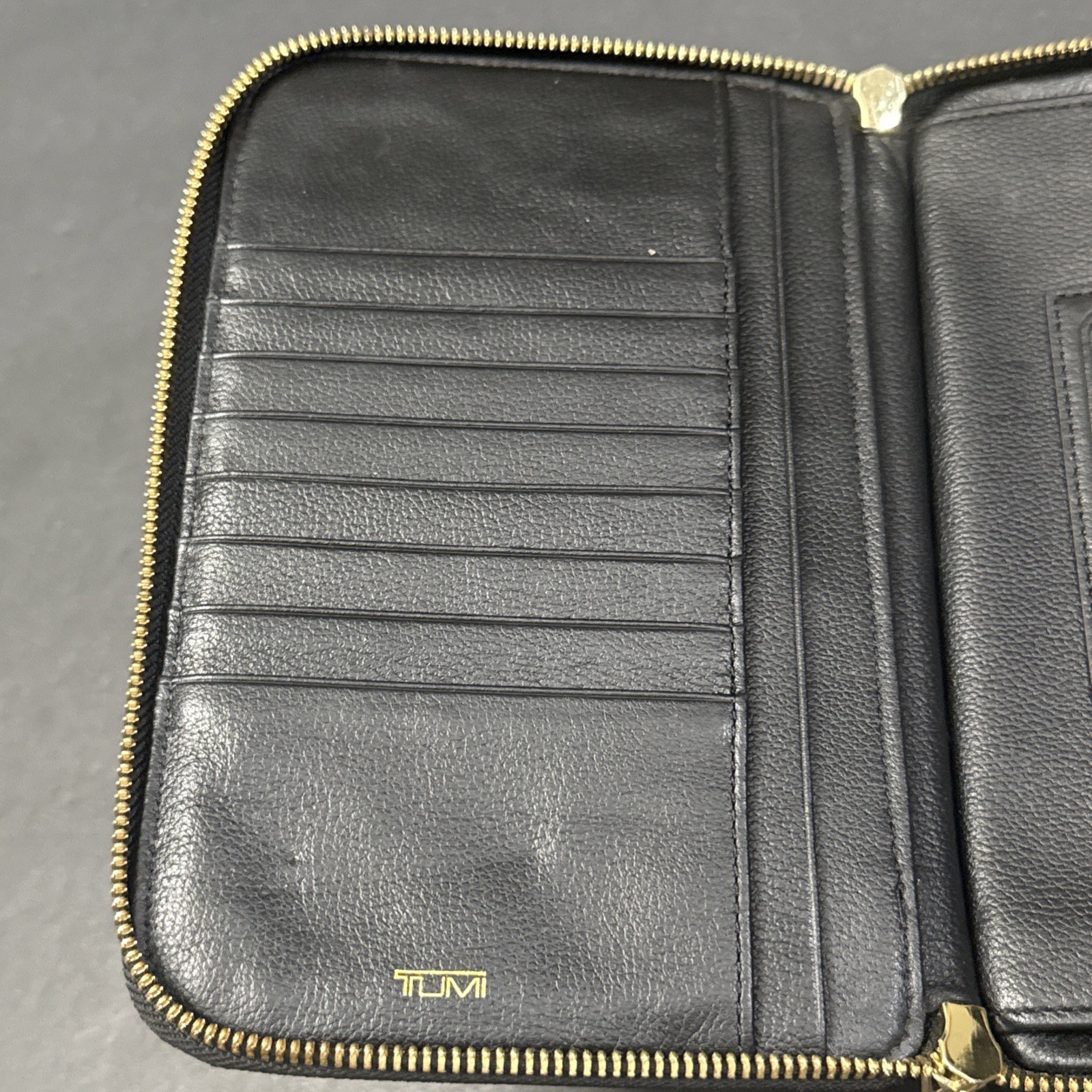TUMI Black Solid Crossbody Bag Zip Closure Gold Hardware Detachable Strap – READ