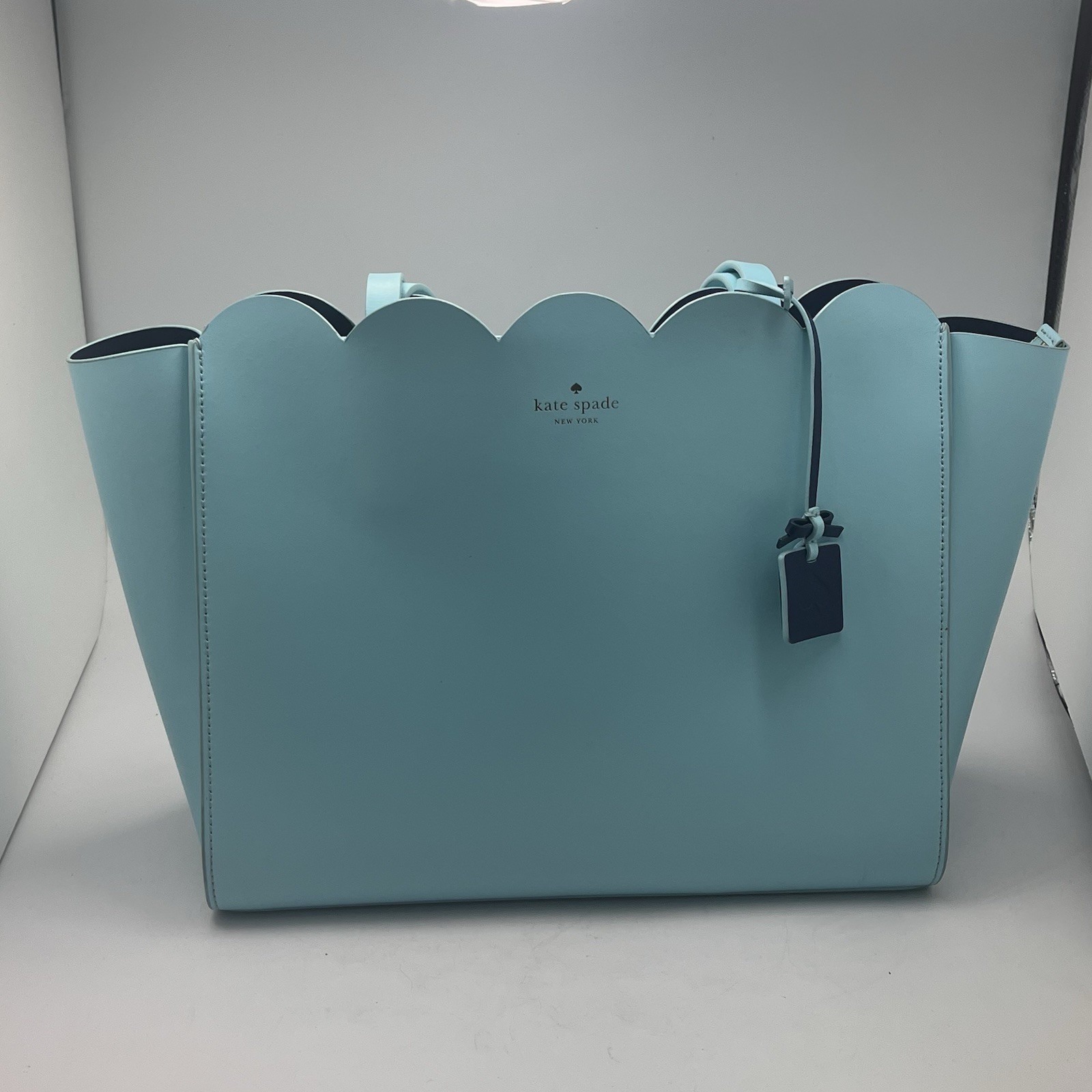 KATE SPADE Magnolia Street Mina Scalloped Zip Tote Robins Egg Smooth Leather