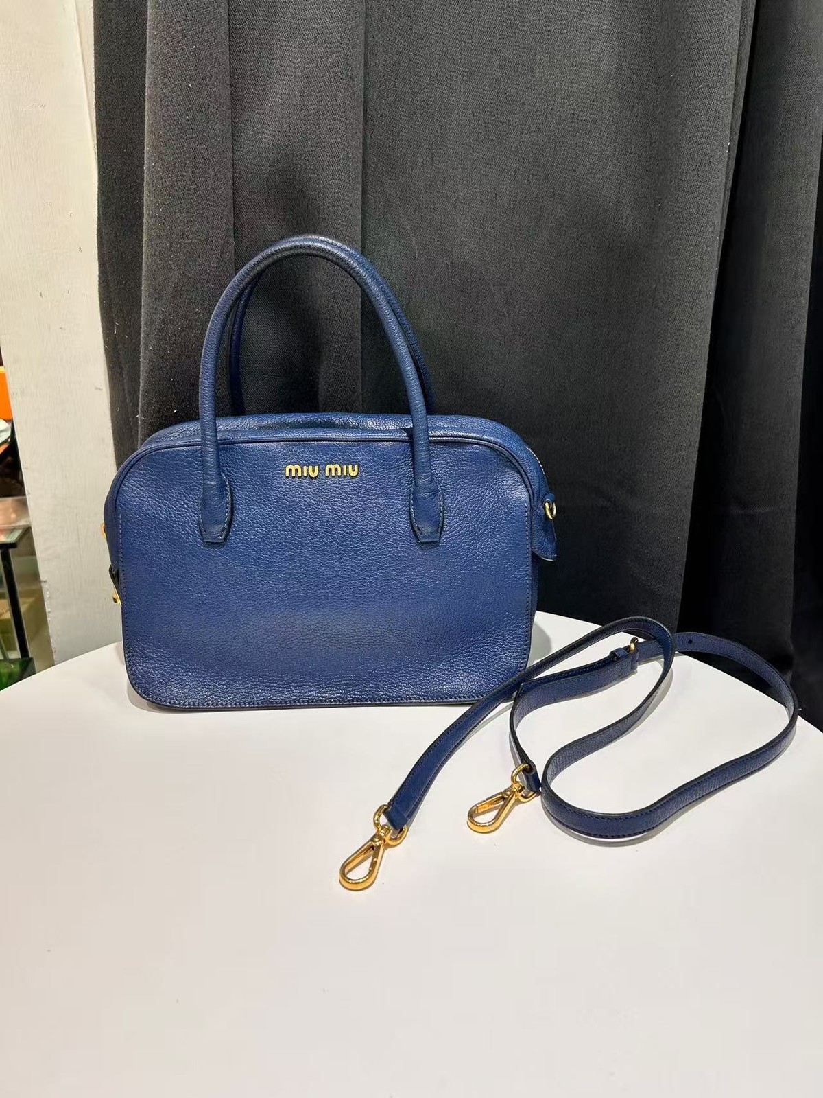 Miu Miu Box Handbag Bright Blue Calf Leather Italy