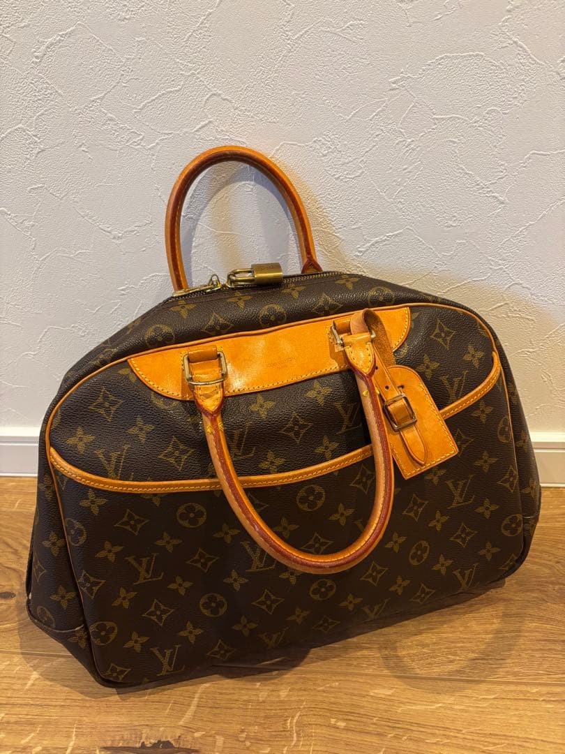 Louis Vuitton Deauville Bag Monogram Canvas Nume Leather Brown Authentic