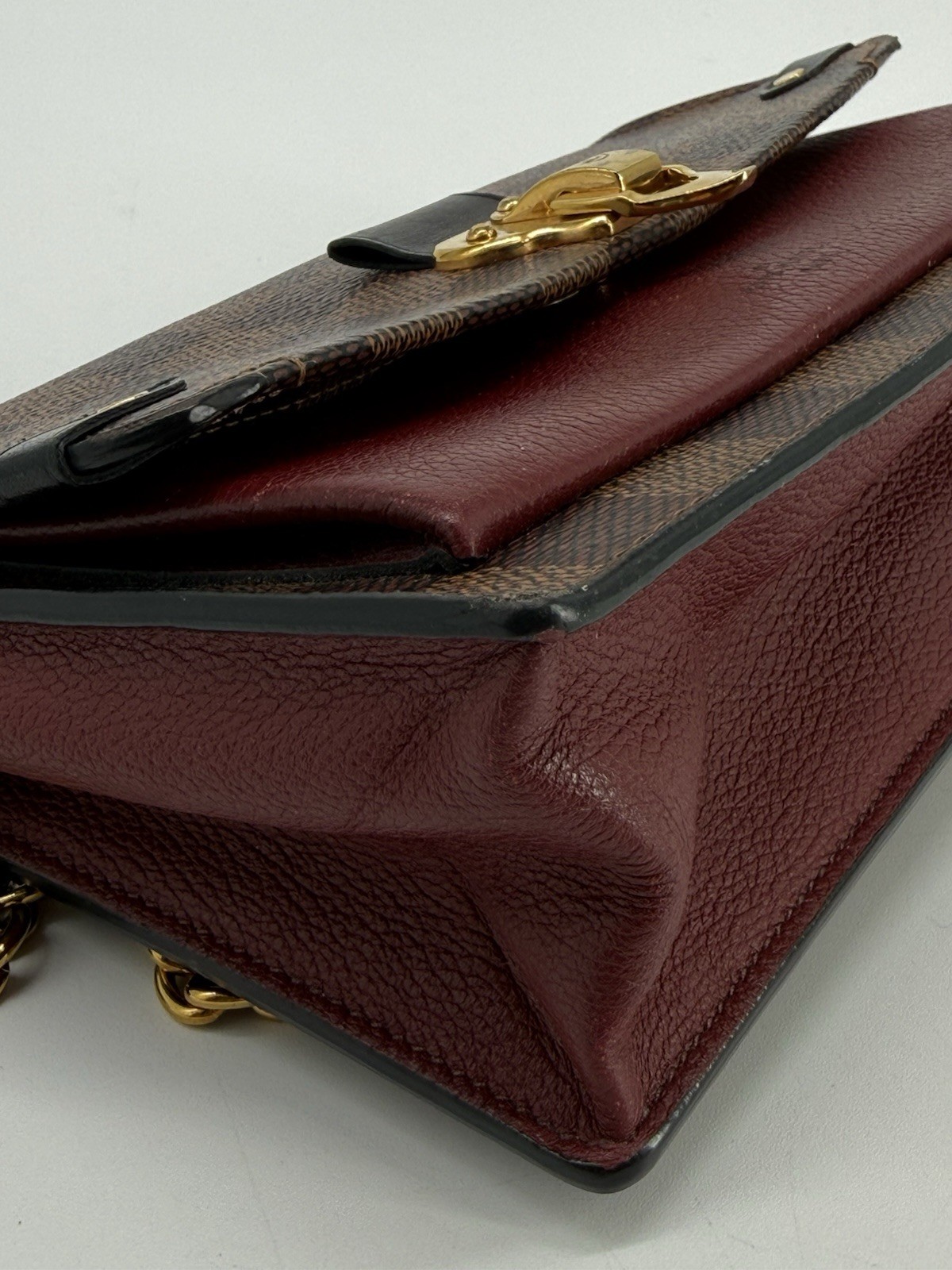 Louis Vuitton Vavin Chain Wallet NM In Damier Ebene Brown Canvas