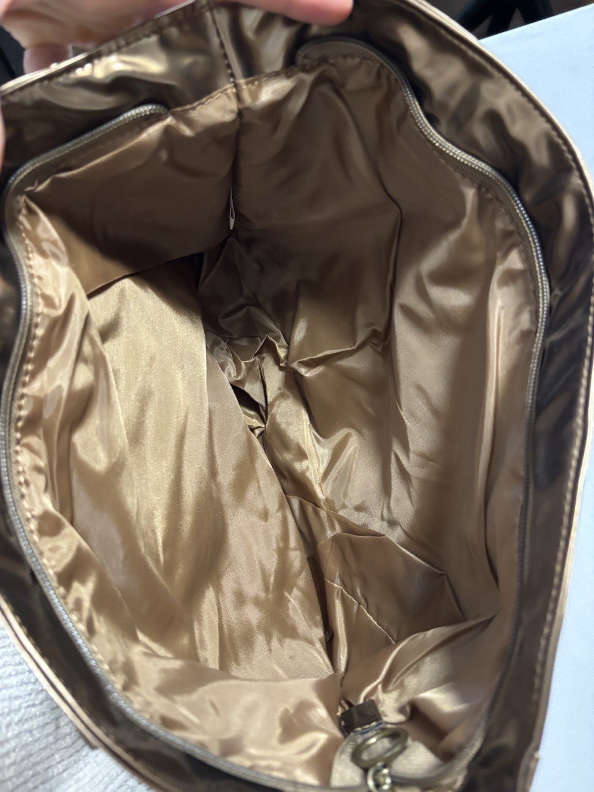 Shiny Bronze Lightweight Tote Shoulder Bag Tablet Purse Y2K 90’s Retro Travel