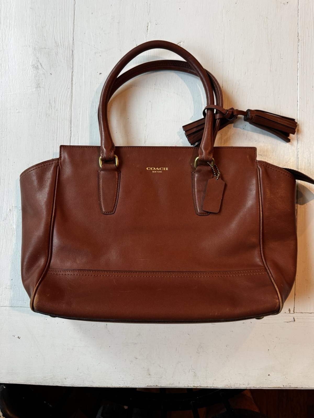 Coach Purse Madison Madeline East West Satchel Leather Handbag Tassel 25169