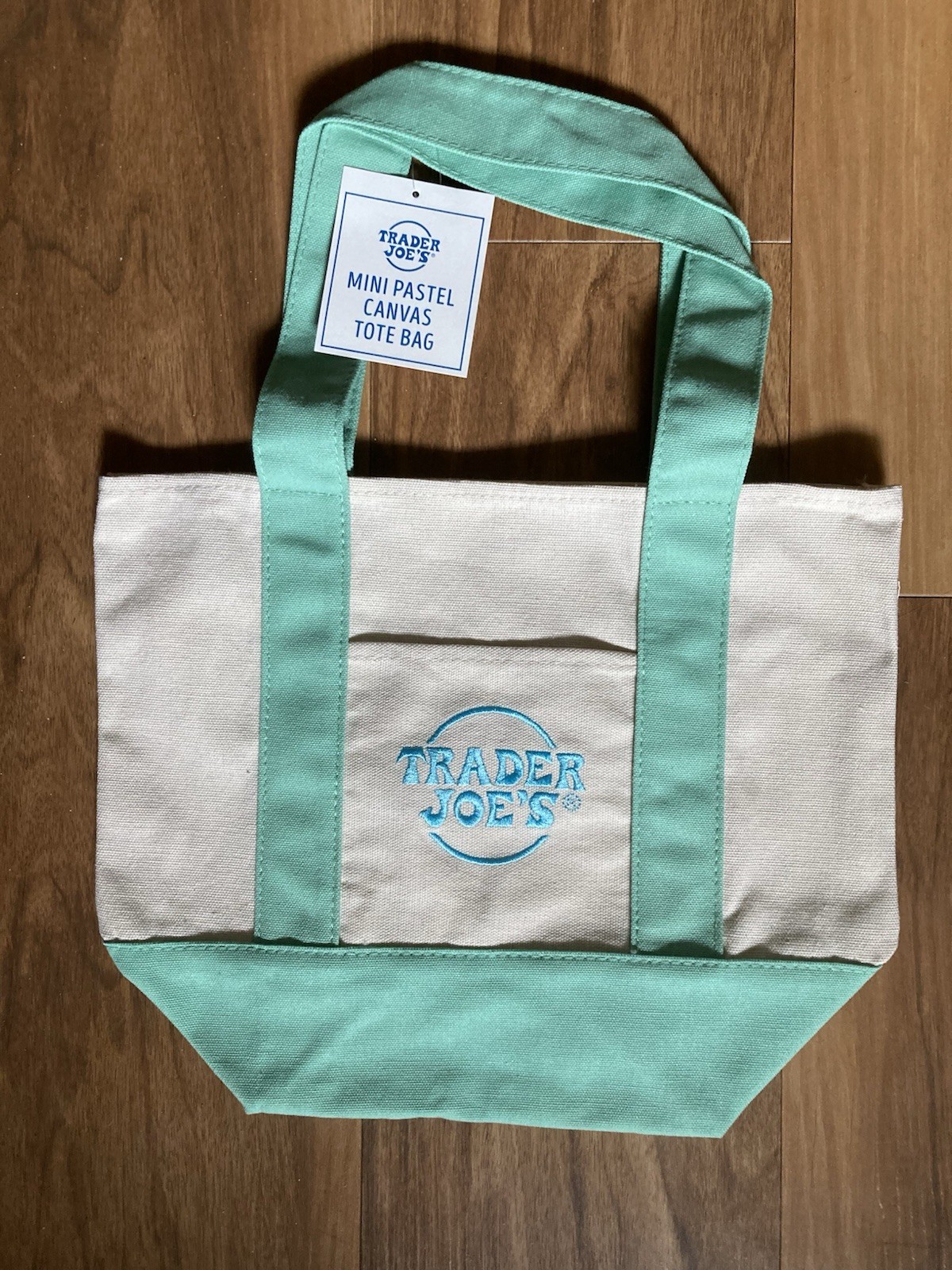 Trader Joe’s Canvas Tote Mini Bag Limited Edition Pastel Green New w/Tags Easter