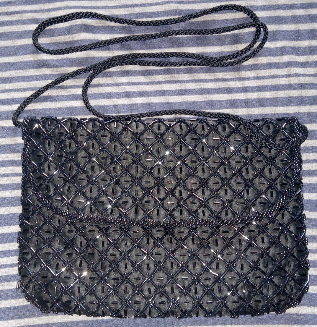 Preston & York Black Studded Purse Handbag Tote RN 58909 100% Acetate