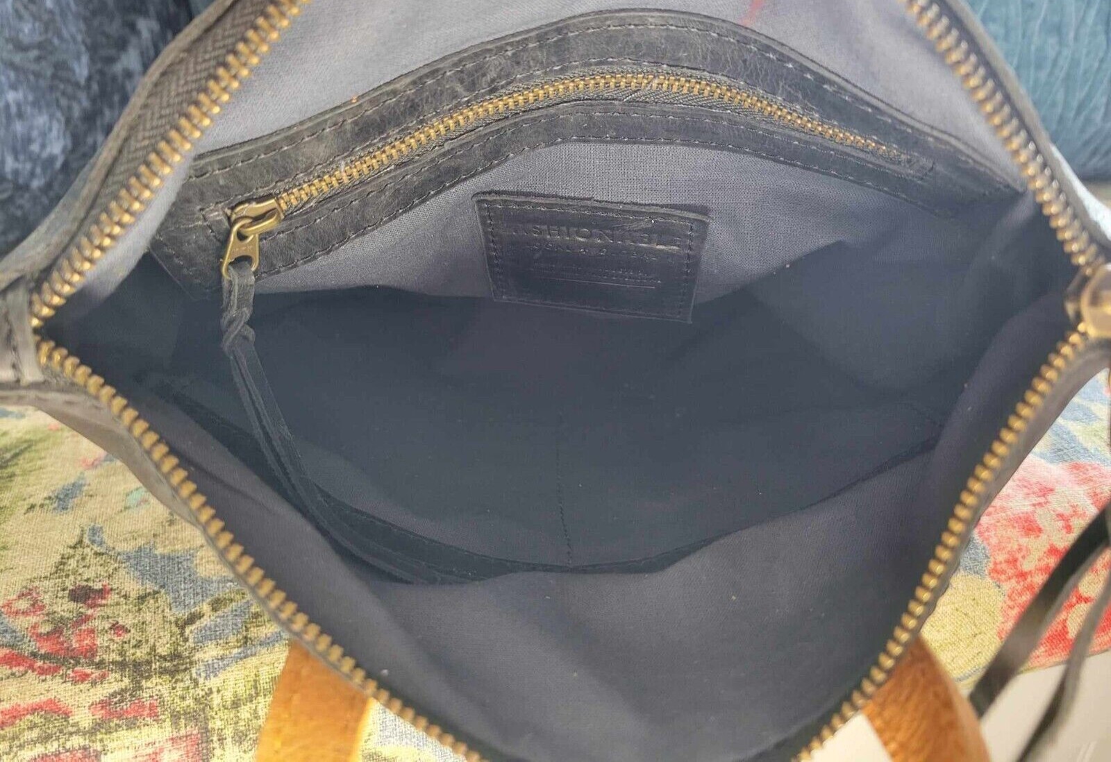 FashionABLE Local Global Abera Commuter Black Distressed Leather Crossbody Bag