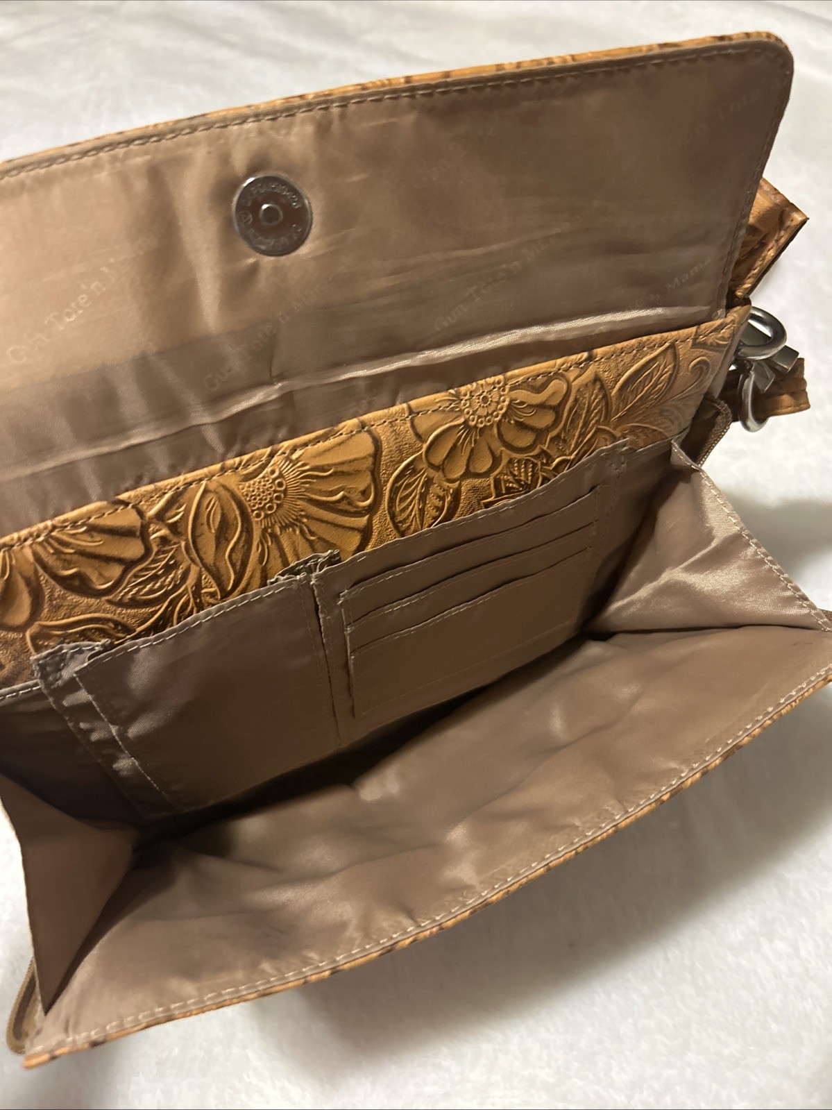 Gun Tote’n Mamas Handbag Concealed Carry Brown Purse Tooled American Cowhide