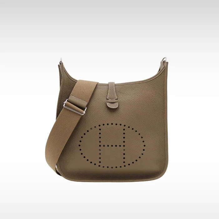HERMES Evelyne III PM 29 in Etoupe Clemence Leather – B Stamp
