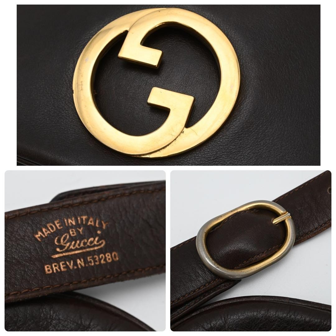 GUCCI Blondie Shoulder Crossbody Bag Brown Leather Women Used Vintage