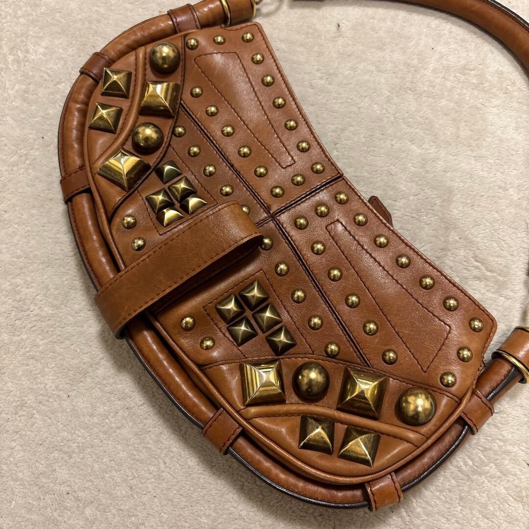 BURBERRY PRORSUM Sling Bag Studded Brown Authentic From Japan