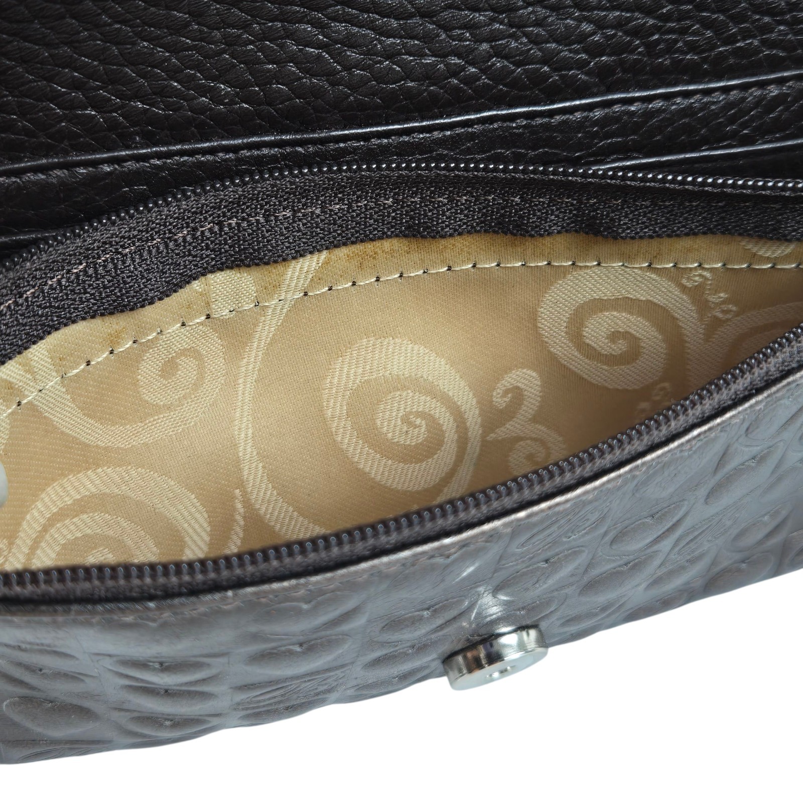 BRIGHTON Leather Croc Embossed Mini Crossbody Wallet Purse Handbag Clutch