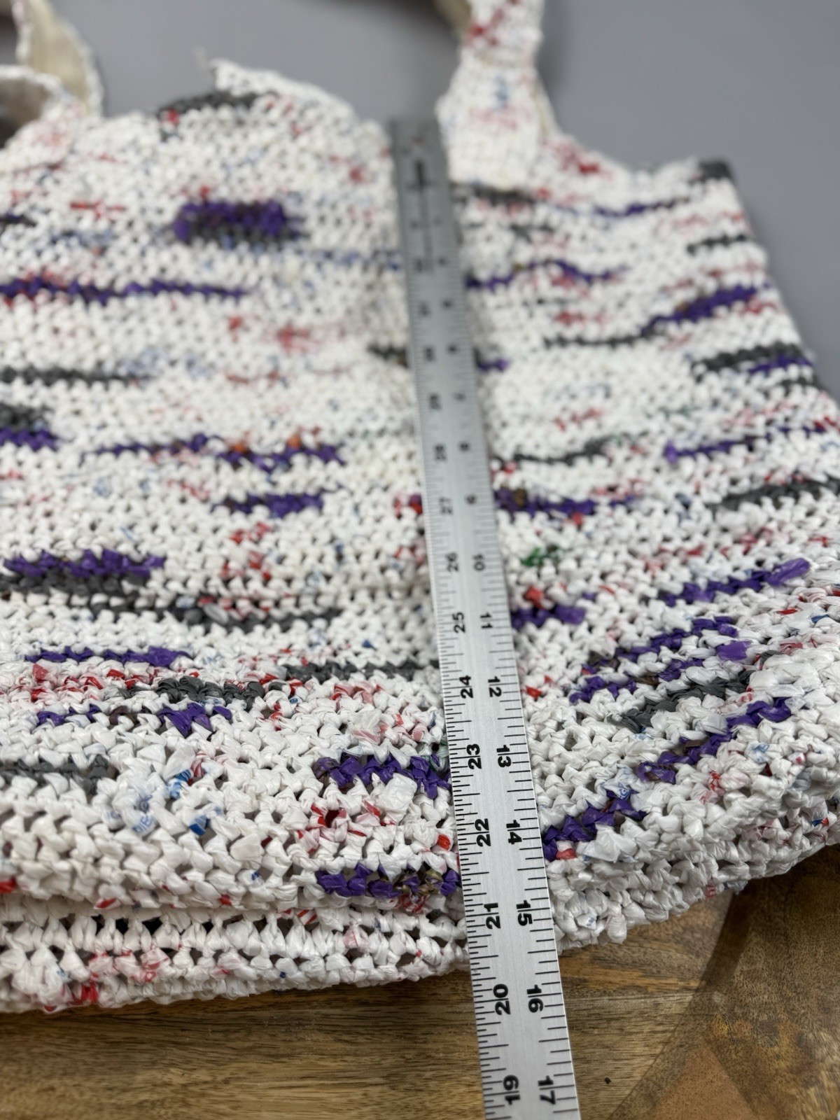 Handmade Plarn Tote Bag Recycled Plastic Crochet Market Beach Grocery Bag