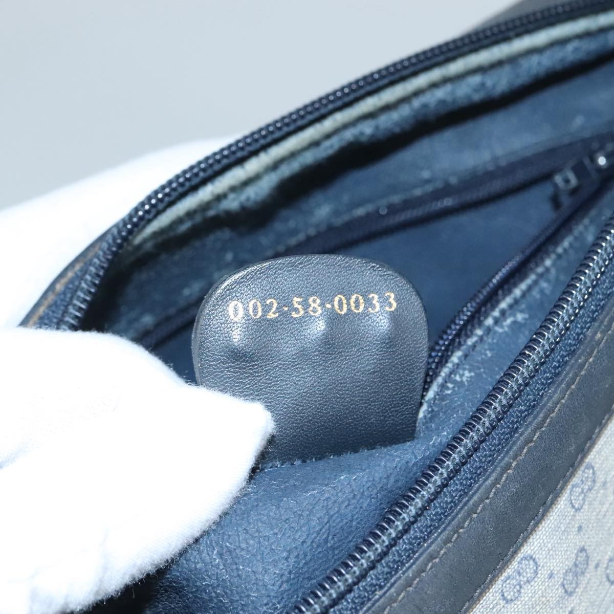 GUCCI Micro GG Supreme Hand Bag PVC 2way Navy Gold 002 58 0033 Auth th5567