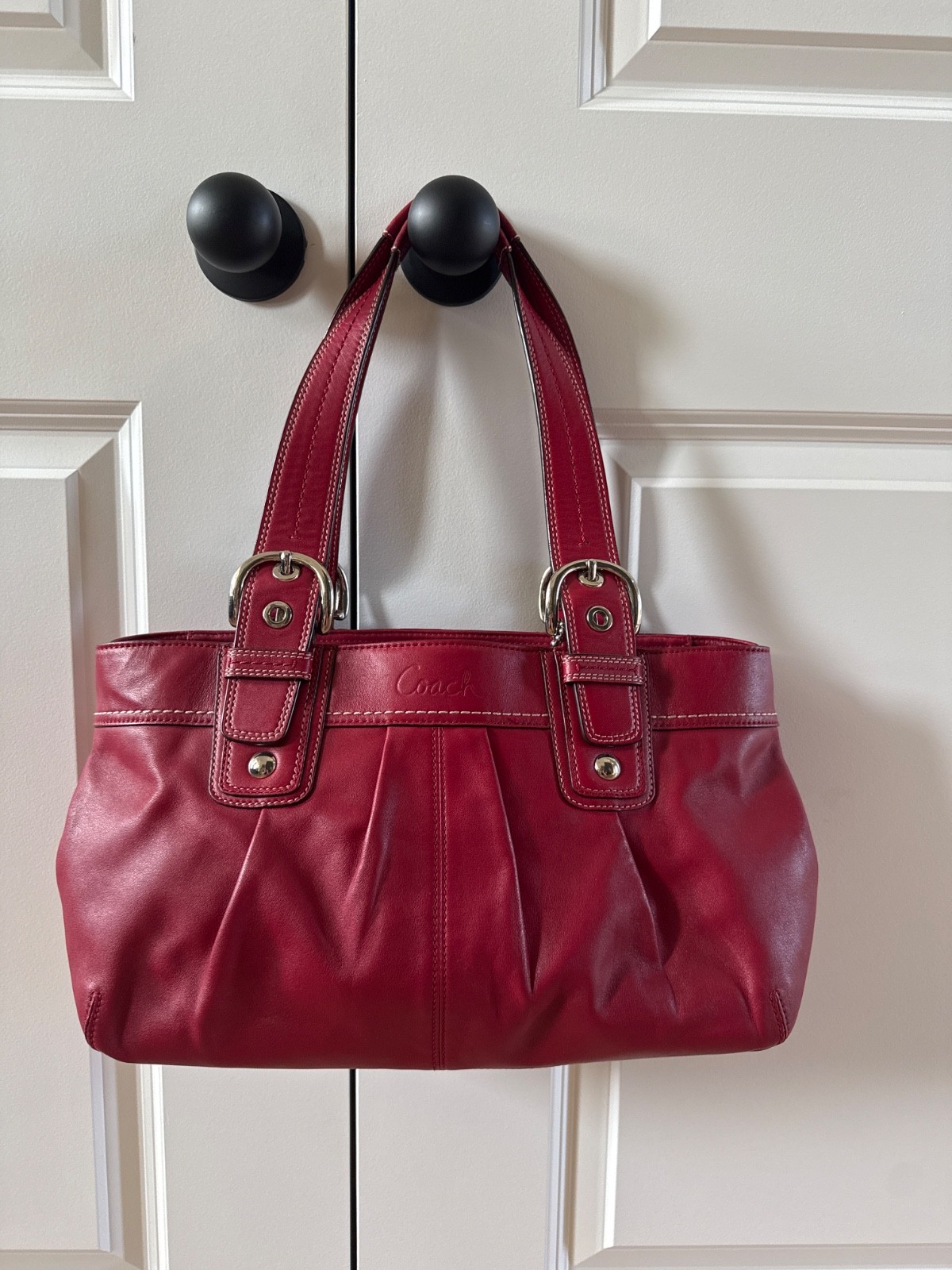 Coach F13732 Vintage Red Soho Y2K Pleated Leather Shoulder Bag