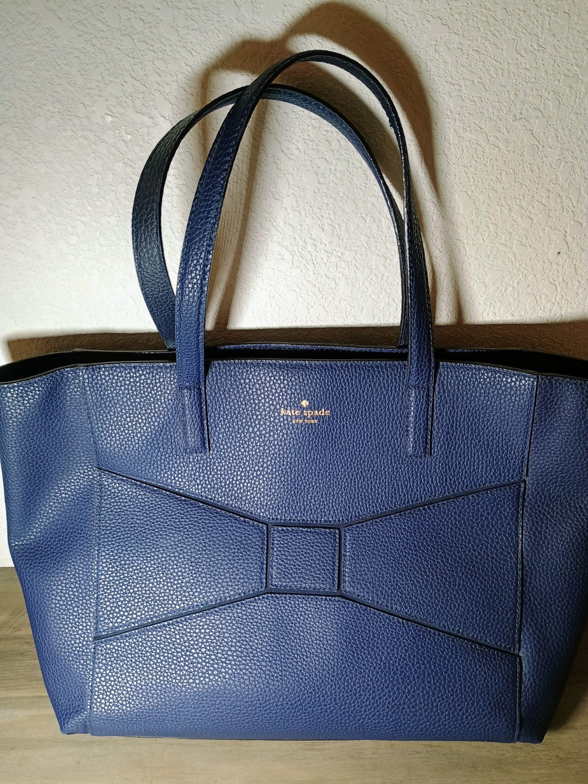 Kate Spade NY Bridge Place Francisca Bow Tote Navy Blue Leather – SHIPS FREE!