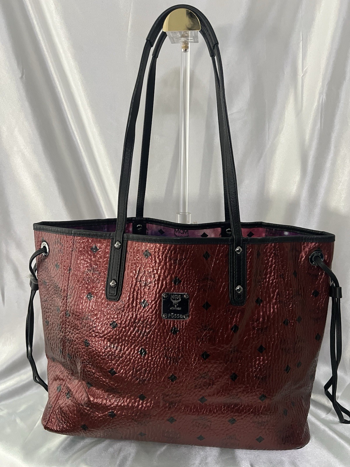 NWOT-Authentic MCM Visetos Medium Reversible Metallic/Galaxy Tote W COA