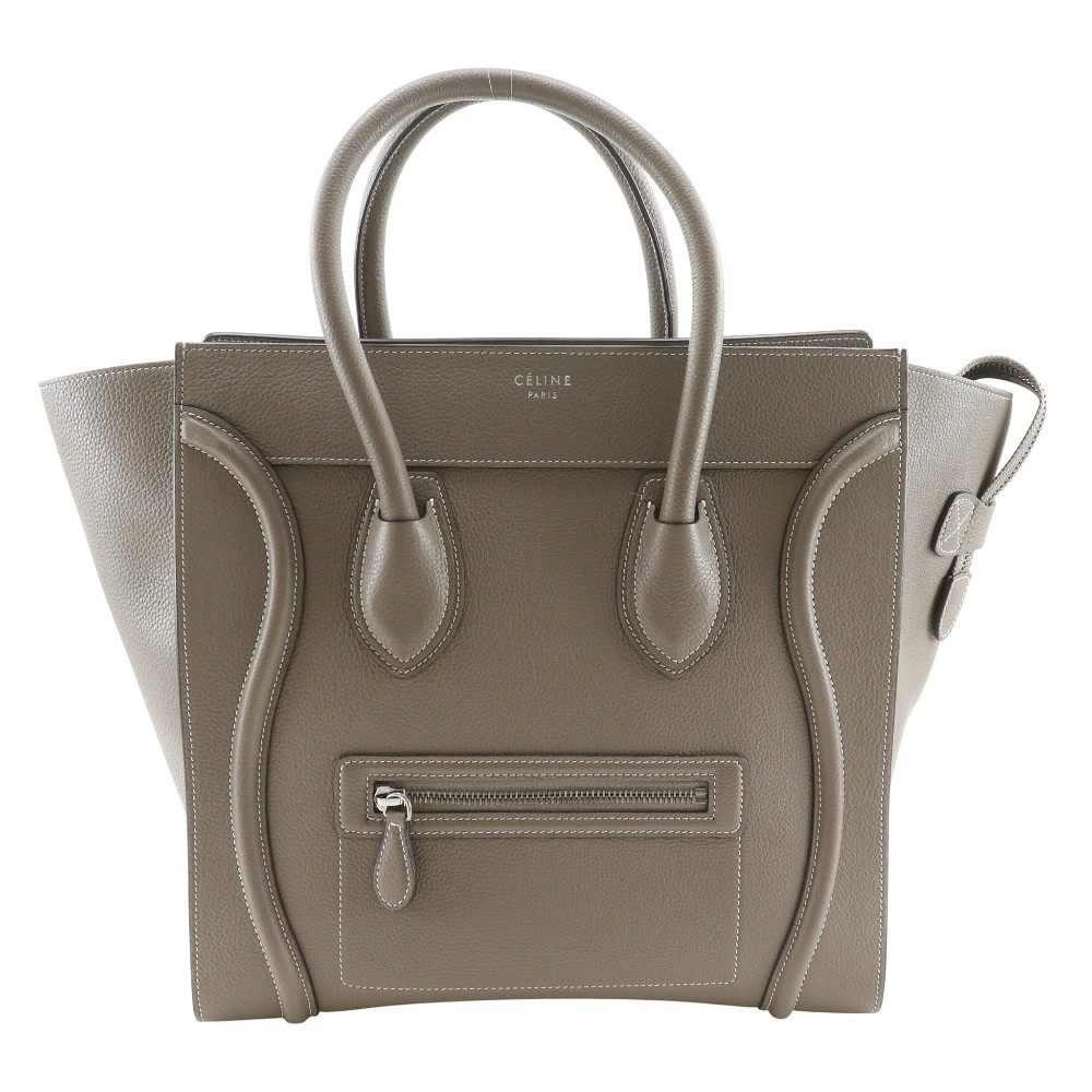 CELINE Luggage Mini Shopper 165213DRU.09SO Handbag Calfskin Gray Women’s #NB1155