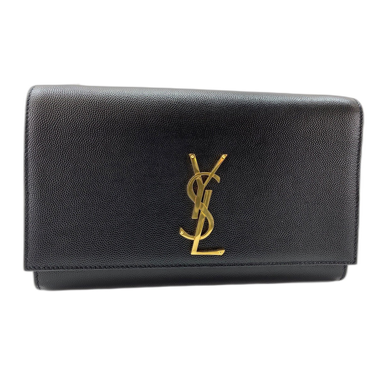 Authentic YVES SAINT LAURENT Leather Kate Medium Shoulder Bag black WS31996