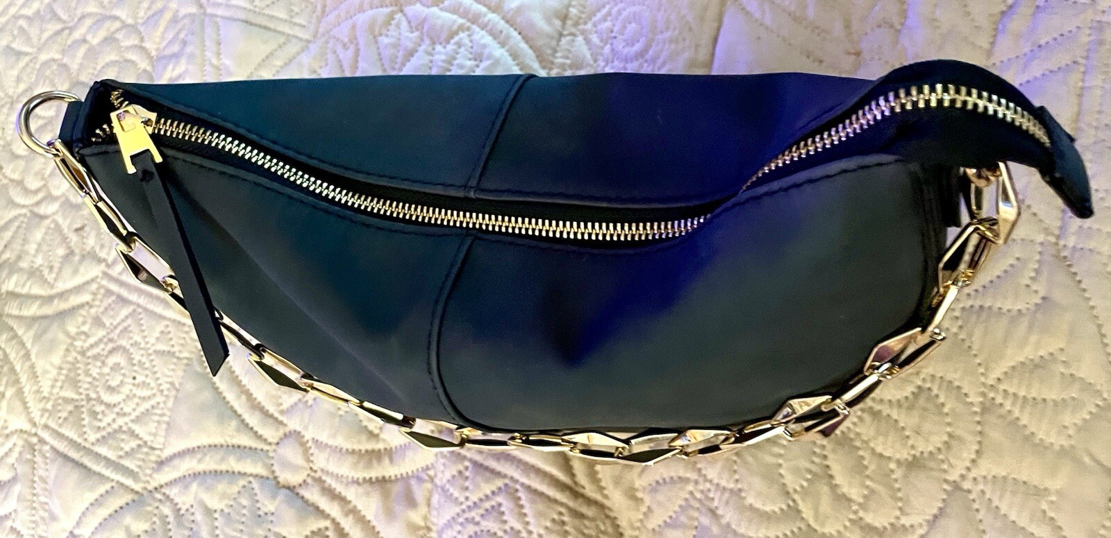 Slouchy Zip Shoulder Arm Bag Purse W/ Chain Strap Universal Threads Blue-Black