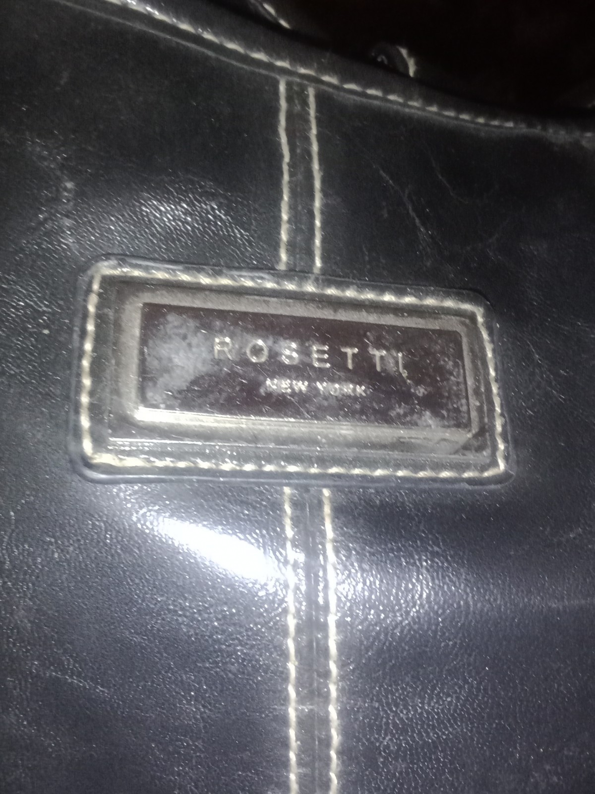 Rosetti Black Solid Shoulder Bag Magnetic Closure Gray Lined Inner Pockets