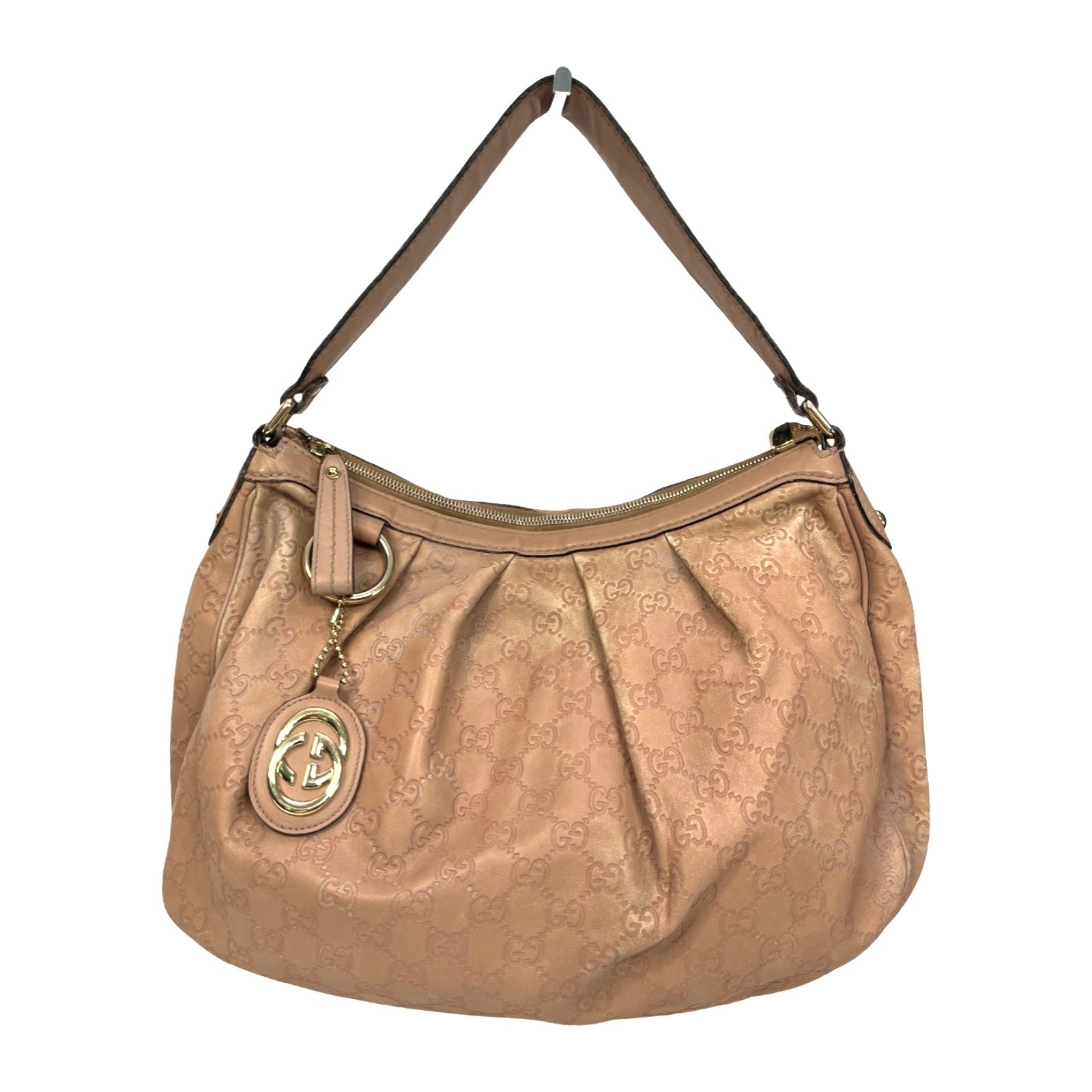 Gucci Sukey Guccissima Leather Hobo Bag Blush Pink 232955 Authentic Italy