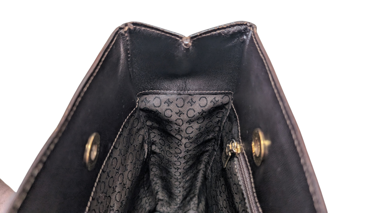 *Rere* CELINE Tote Shoulder Bag Logo Blazon Chain Triomphe Fabric Leather