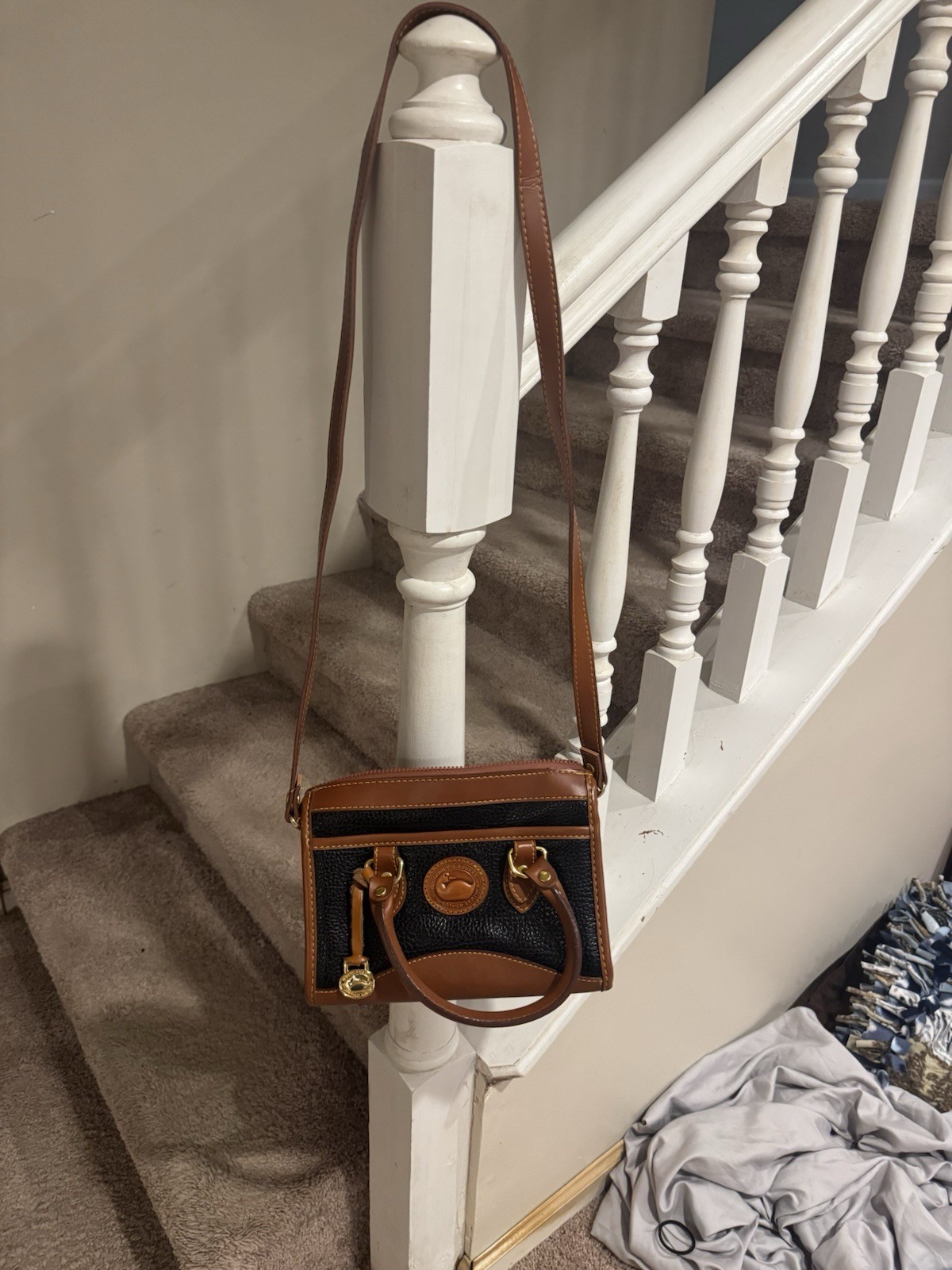 Vintage Dooney & Bourke AWL Black British Tan Mini Satchel Bag (63) 2. Doone