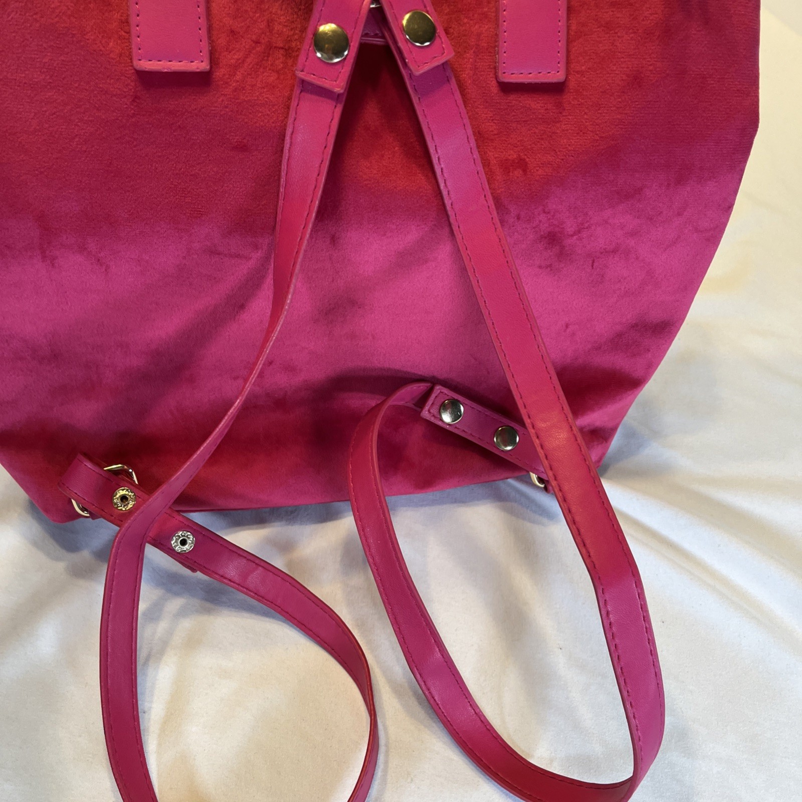 Juicy Couture Hot Pink Purse Backpack Day Pack Bag Straps Handles 13 x 11.5 In