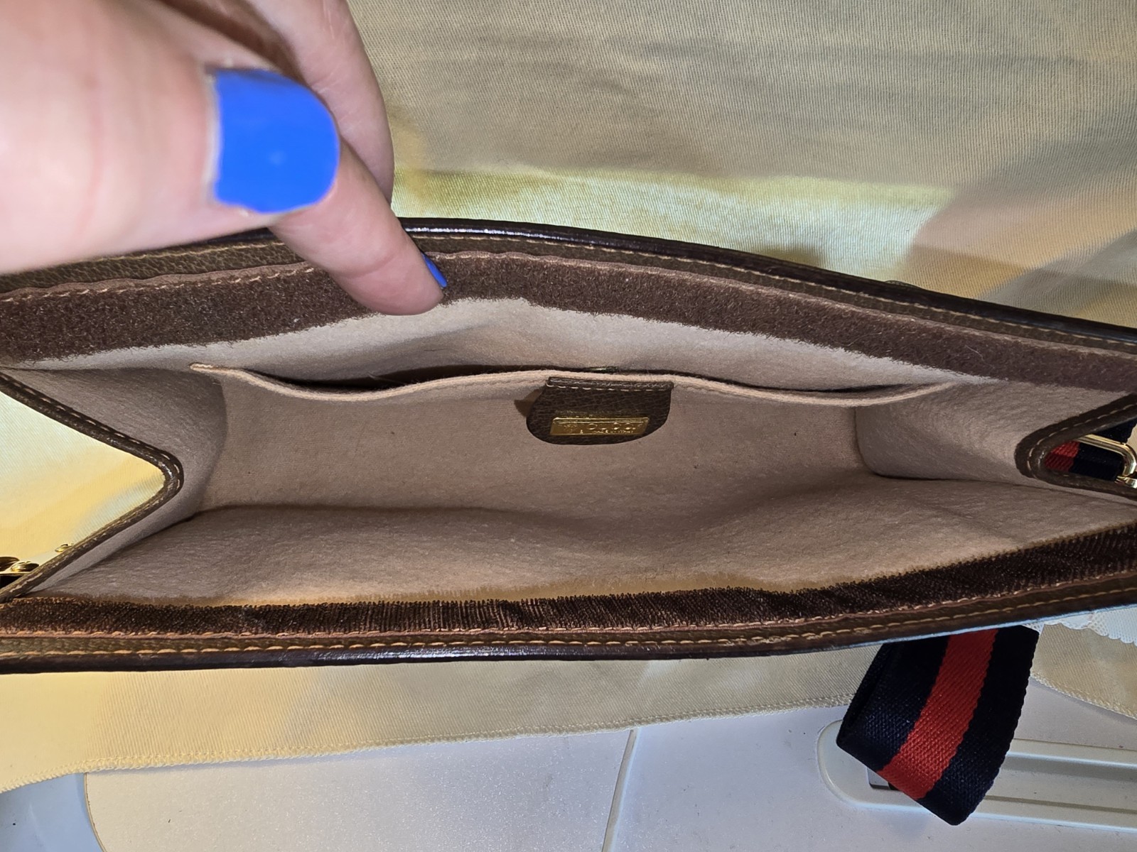 Vintage Gucci GG Supreme Zip Clutch Pouch w/ Detachable Web Strap, Gold HW
