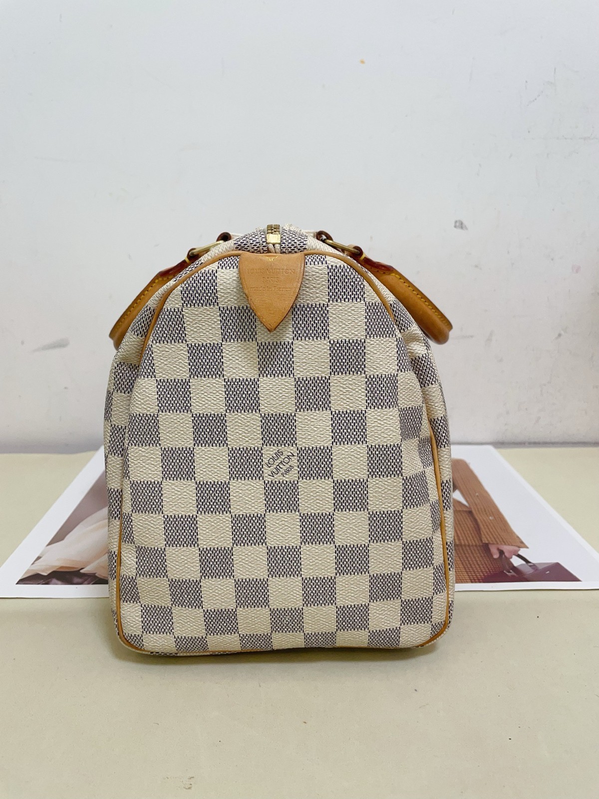 Louis Vuitton Speedy30 Damier Azur (white checkered) canvas