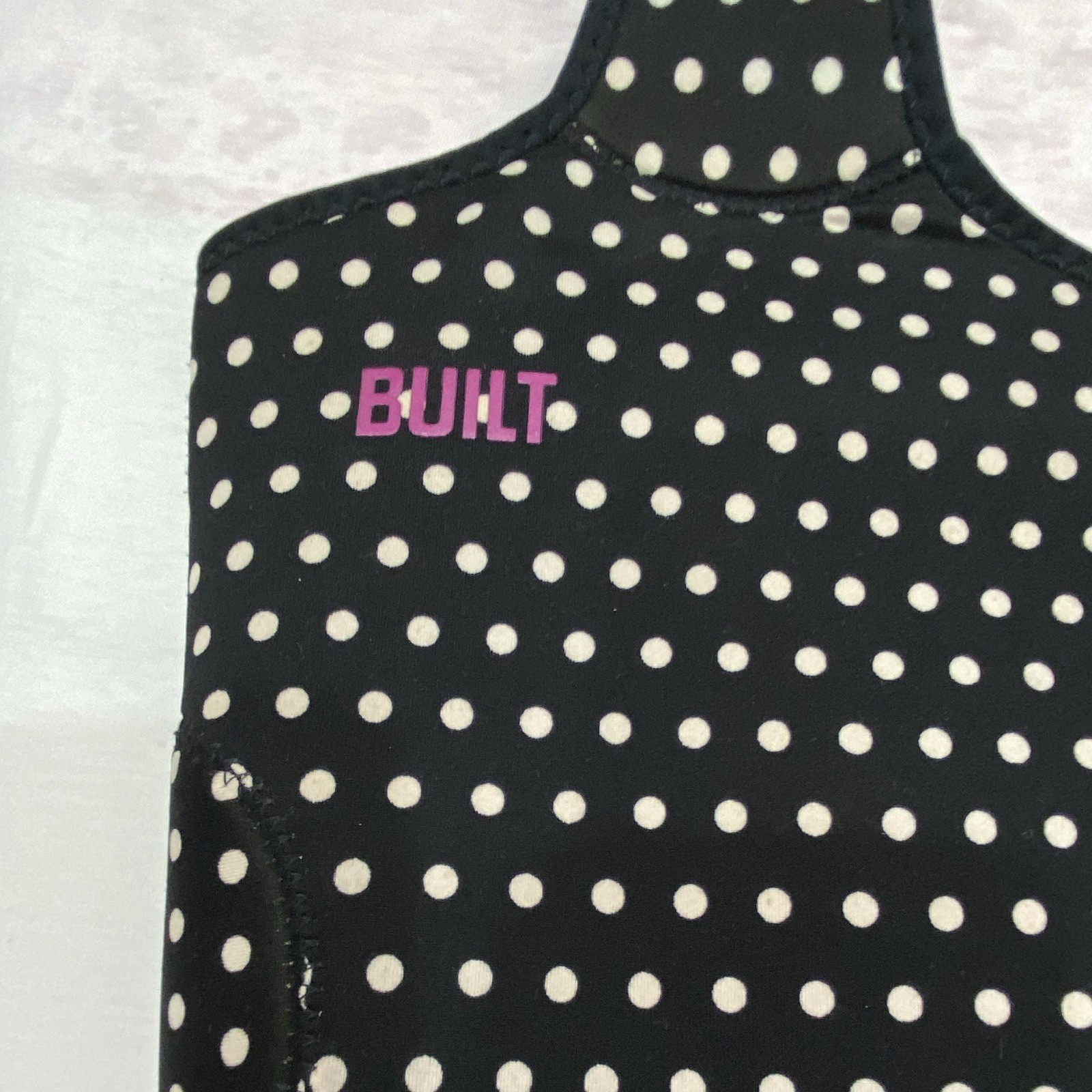 BUILT Black White Polka Dot Tote Bag Zip Top Pink Lined Detachable Pouch