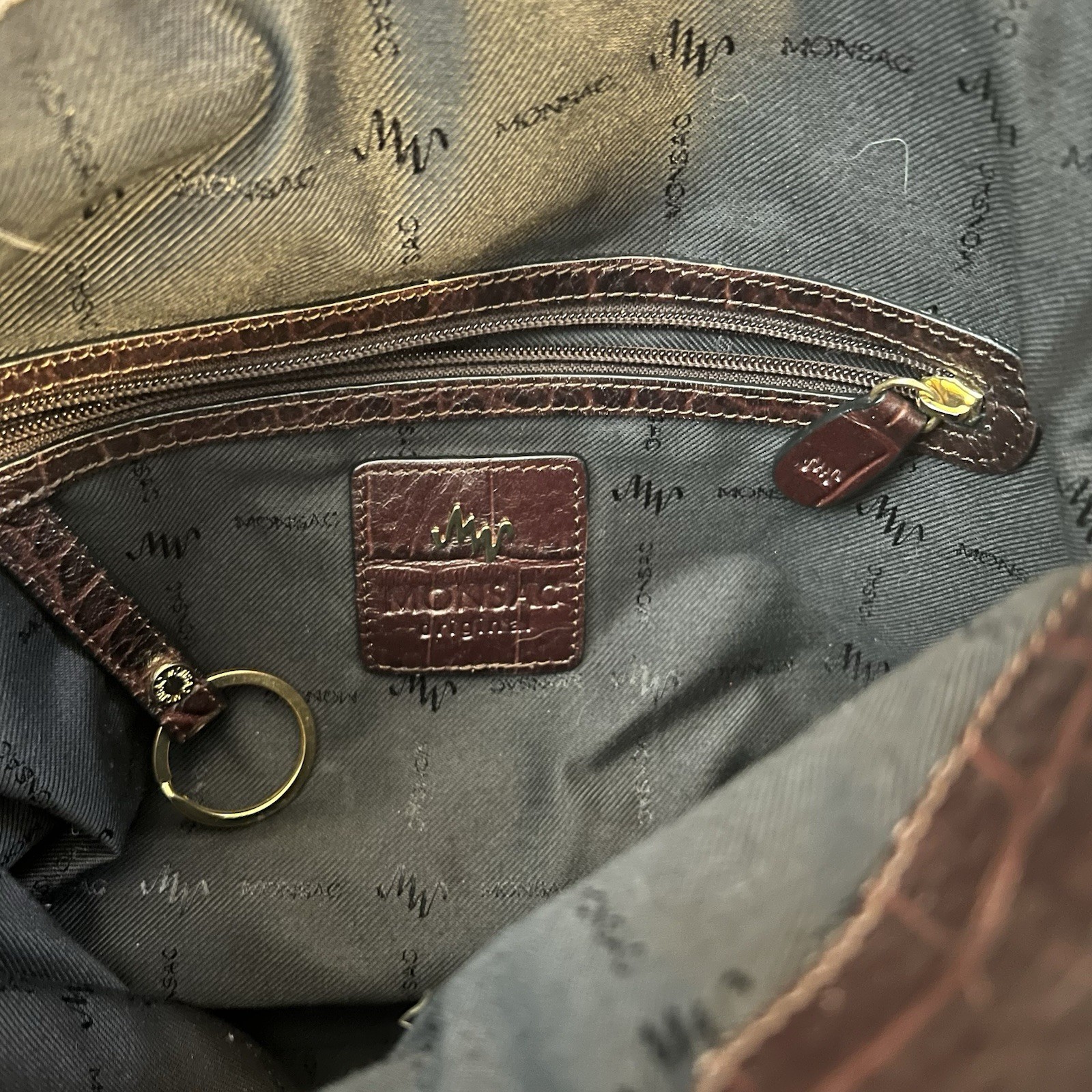 Monsac Original Dark Brown Leather Bag Slouch Y2K Maximalism Contemporary Hobo