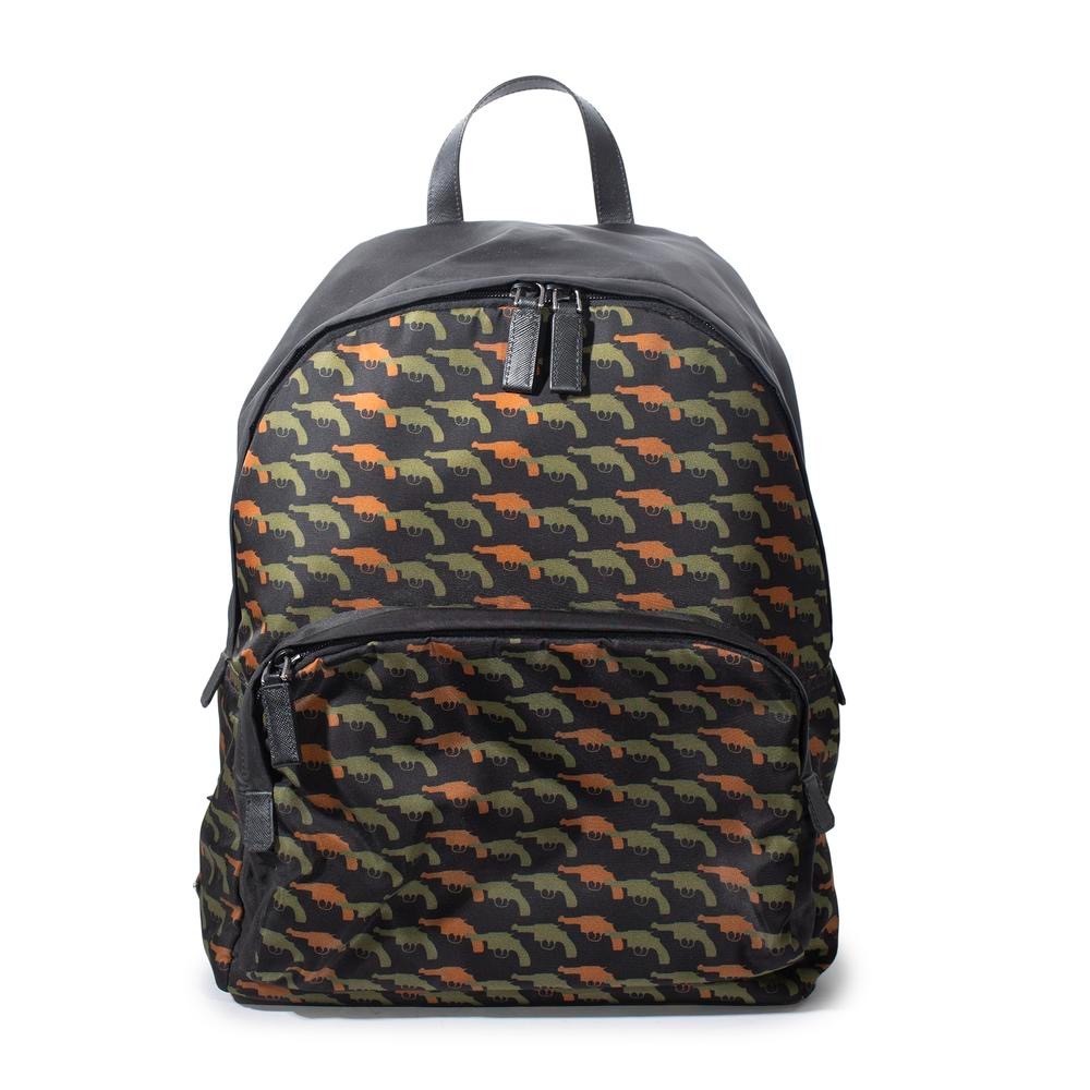 Prada Pistol Militaire Camo Backpack Tessuto Nylon and Saffiano Leather Archival